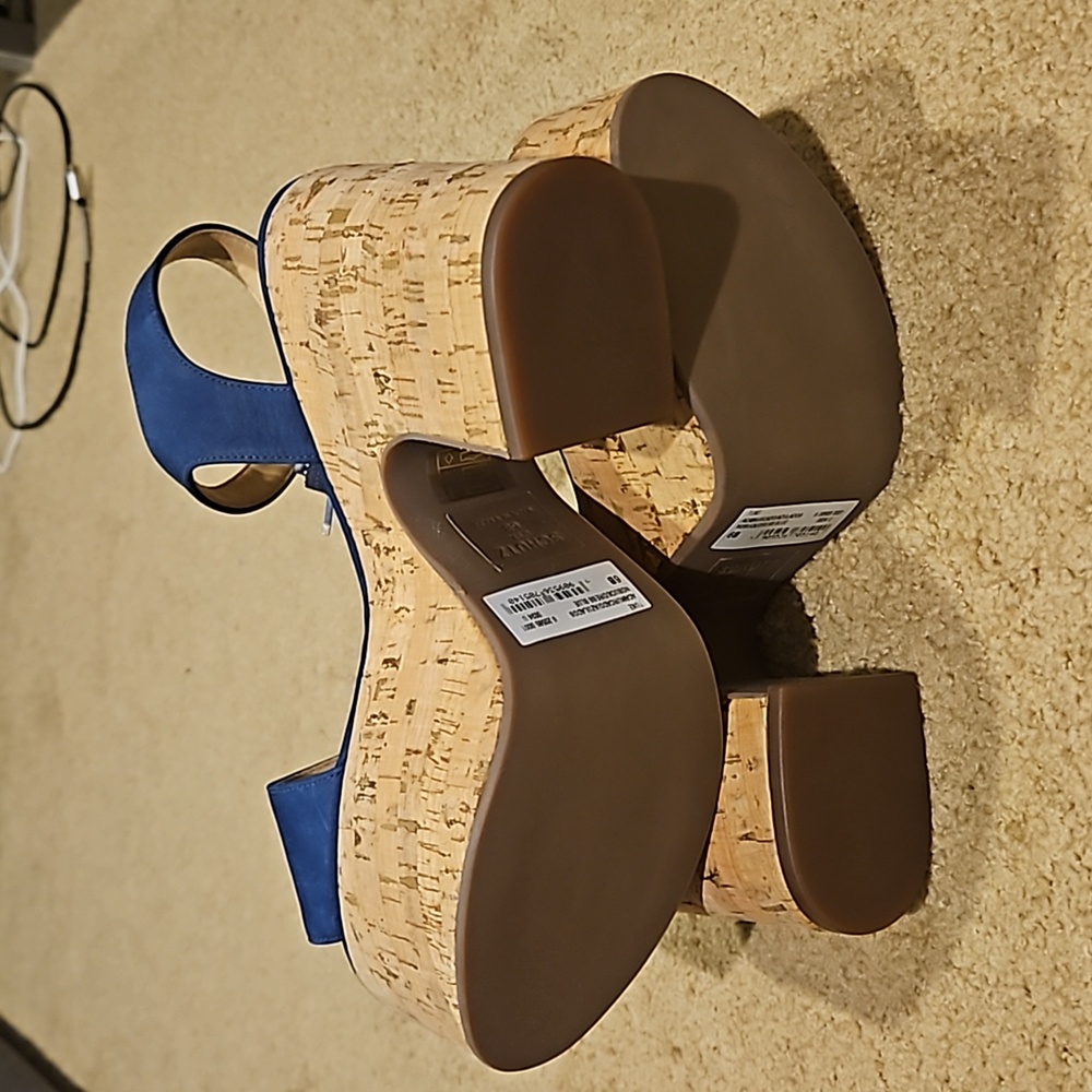 Wedge Platform Sandals in Navy Blue - Picture 3 of 4